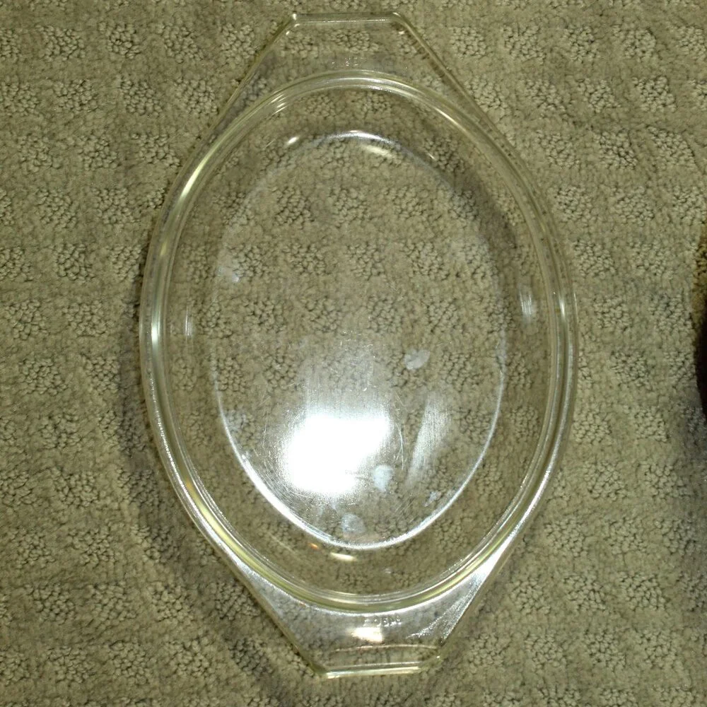 Vintage Pyrex - 3 pc Brown Early American Oval Casserole 043 1.5 QT. w Lid /473